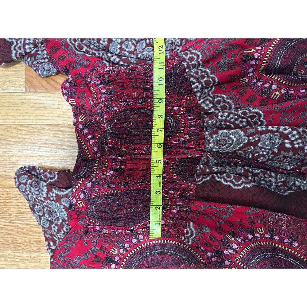 Bohemian Red Patterned Strapless Jumpsuit Small - Picture 9 of 9